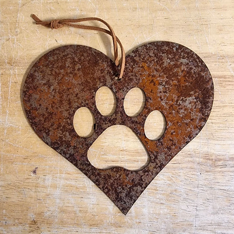 Pet Paw Print Heart Hanging Ornament