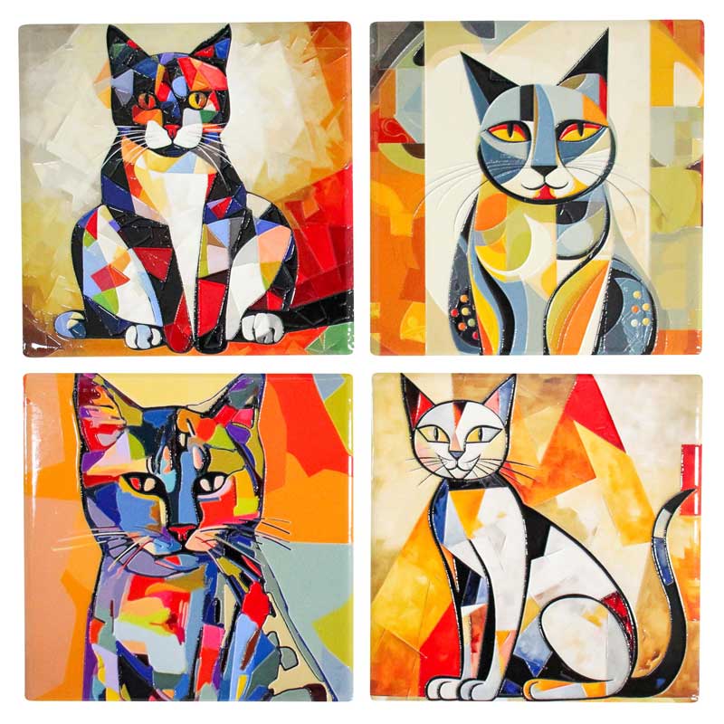 Picasso Sitting Cat Set of 4 Coasters