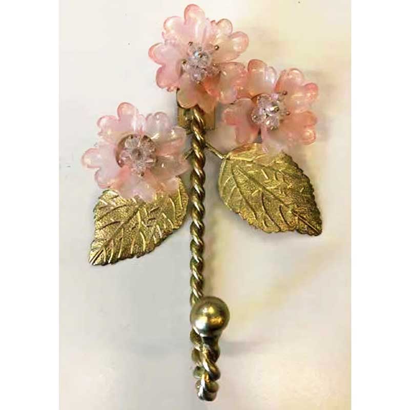 Flower Wall Hook - Pink & Gold