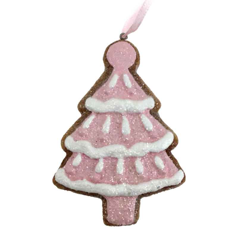 Pink Gingerbread Christmas Tree Ornament