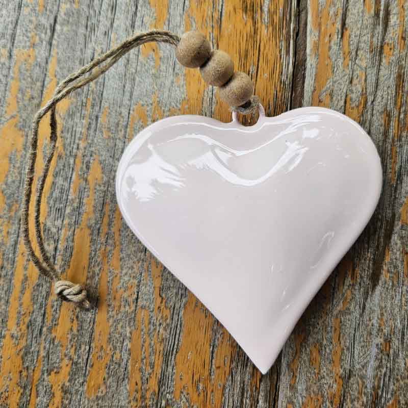 Hanging Metal Beaded Heart - Pink