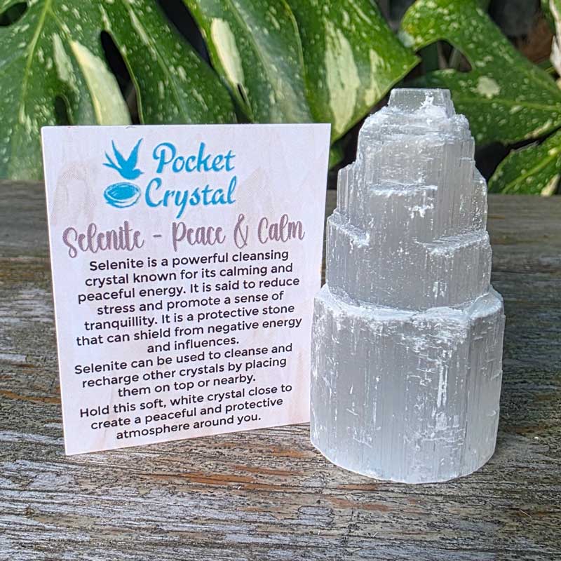 Selenite Pocket Crystal Mini Tower - Peace & Calm