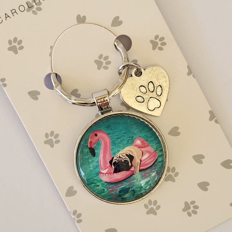 Beach Dogs Key Ring - Pug