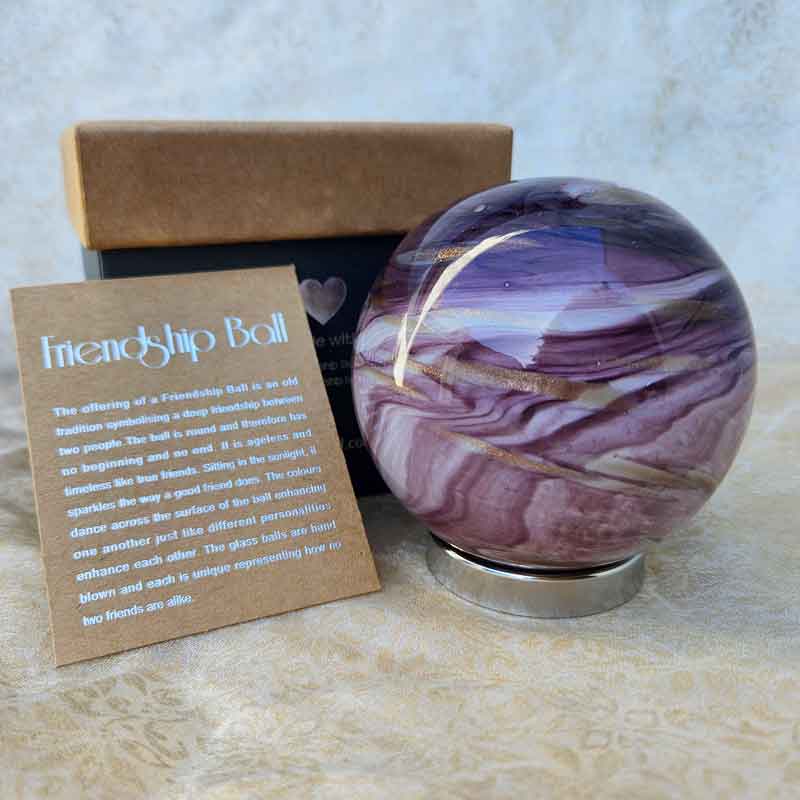 Friendship Ball Multi Swirl Giftboxed with affirmation card + stand