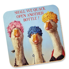 Quack Open Another Bottle Cork Backed Coaster