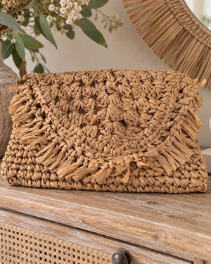 Marley Raffia Crossbody Clutch – Natural
