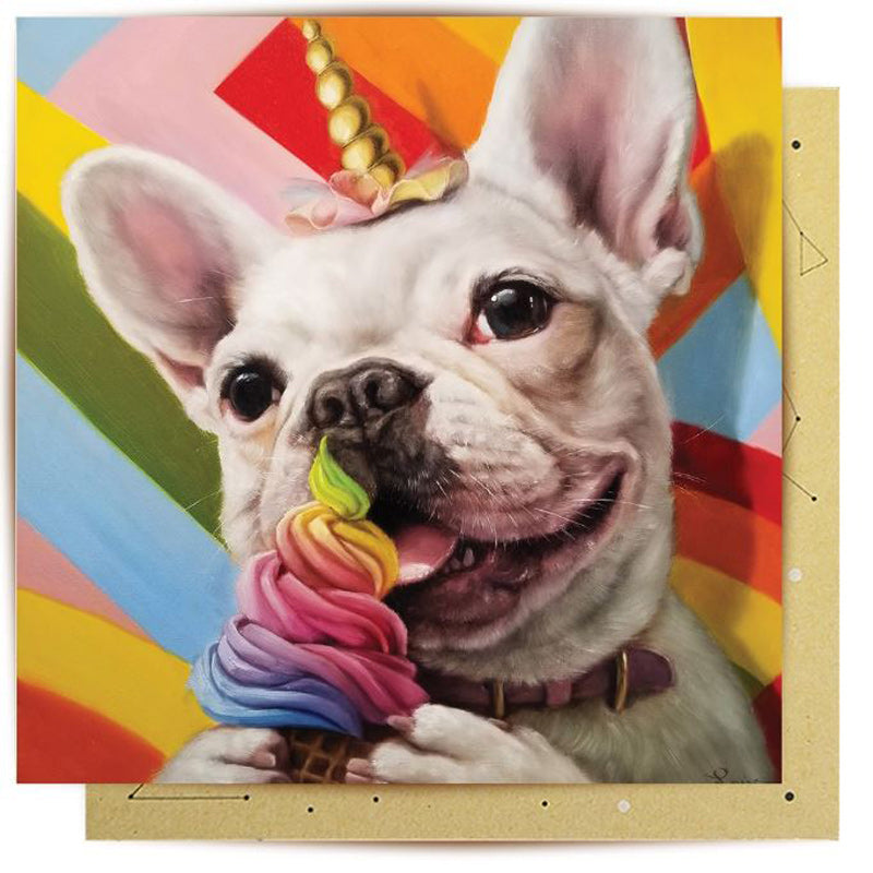 Rainbow French Bulldog Greeting Card