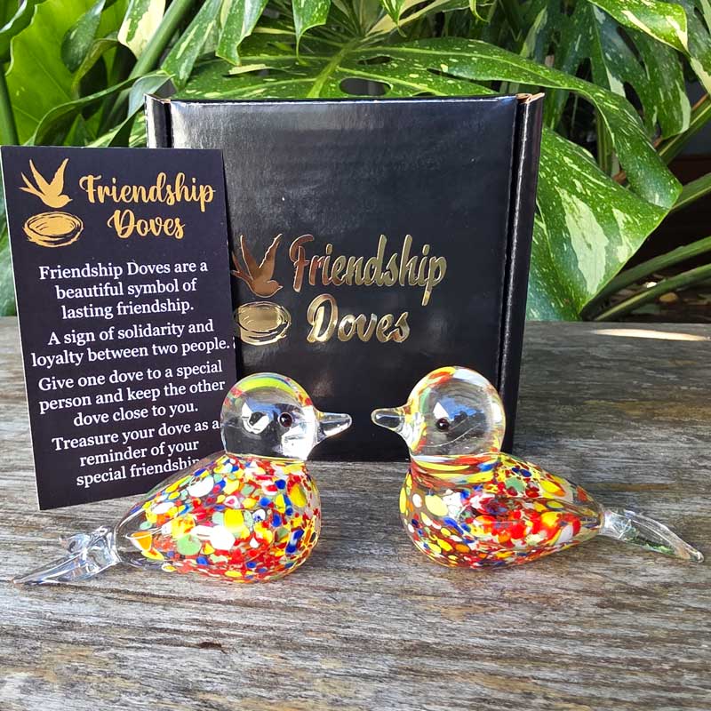 Friendship Doves (Handmade Glass) - Multicolour Speckle