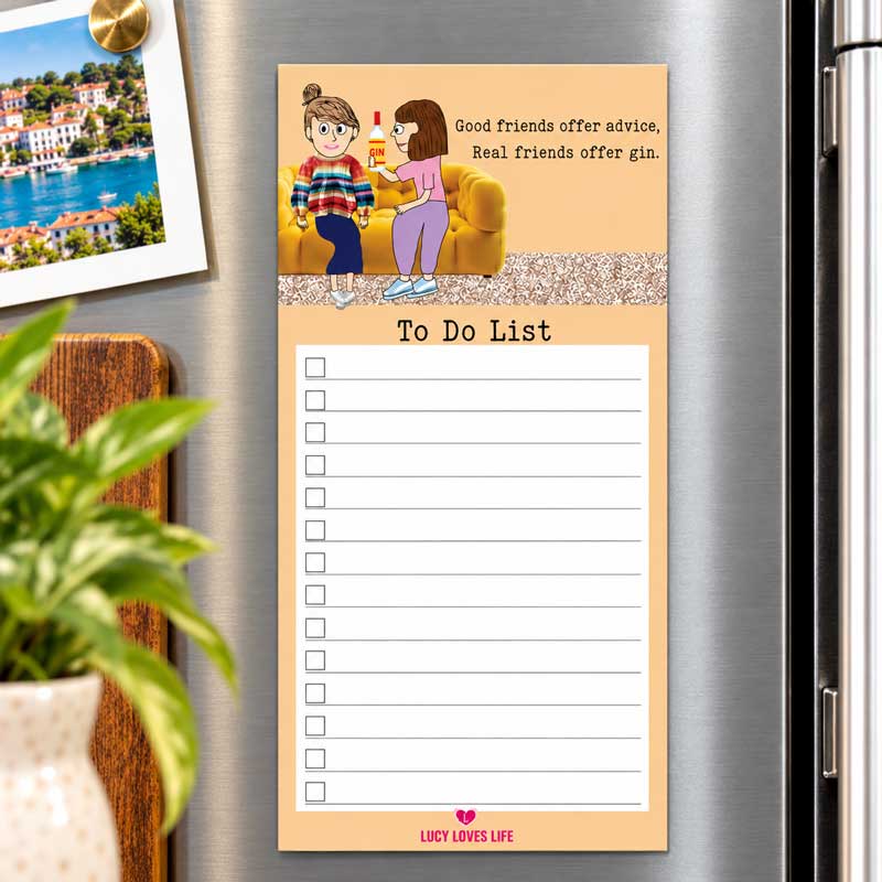 Lucy Loves Life Magnetic Notepad Jotter - Real Friends Offer Gin
