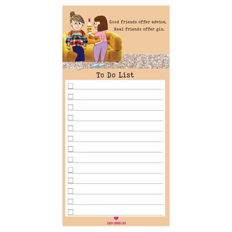 Lucy Loves Life Magnetic Notepad Jotter - Real Friends Offer Gin