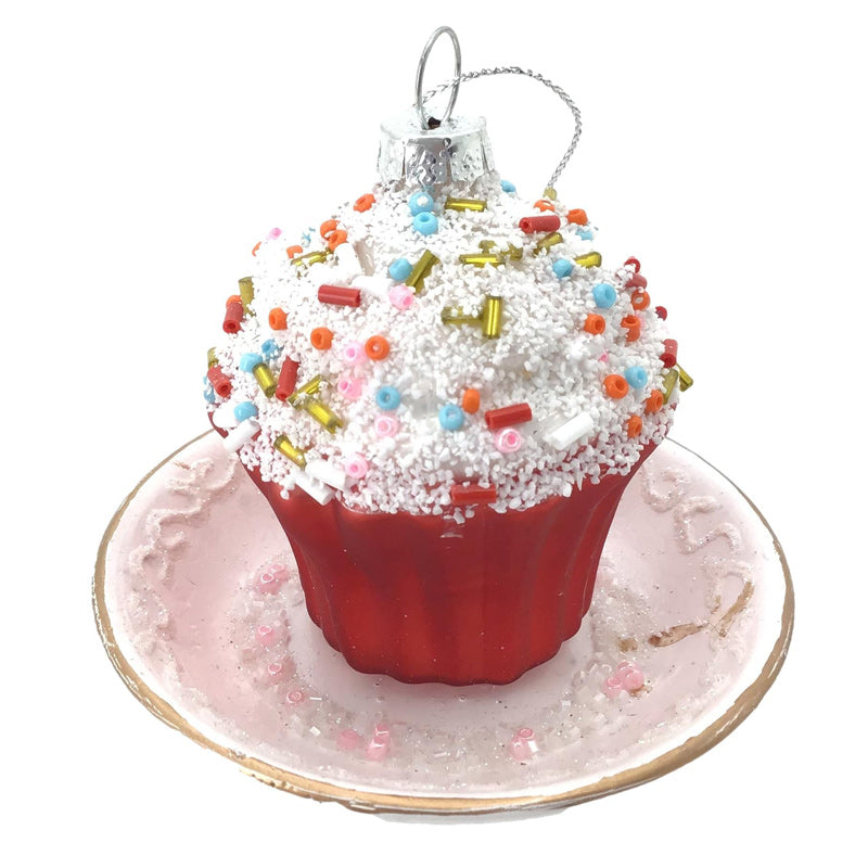 Cupcake Christmas Hanging Ornament - Red