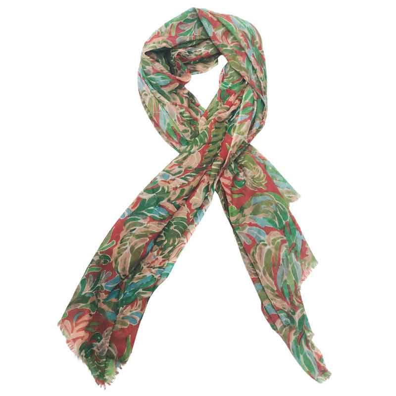 Green & Red Floral Cotton Scarf