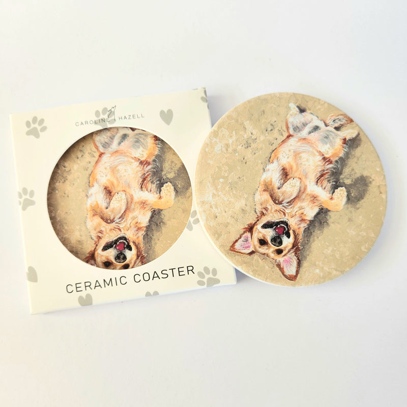 Beach Dogs Ceramic Coaster - Retriever