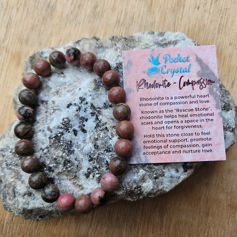 Rhodonite Crystal Stone Stretch Bracelet