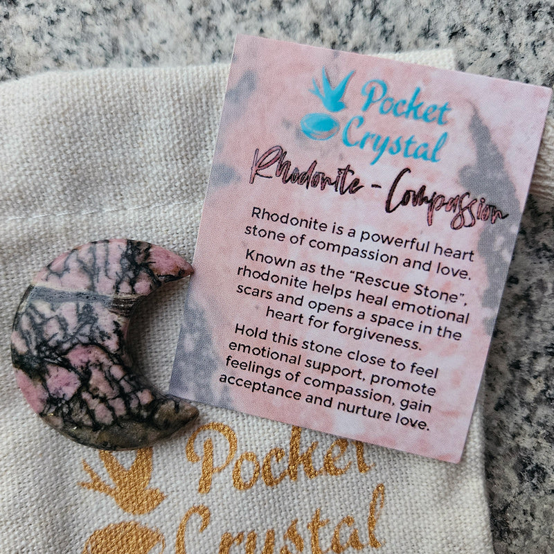 Rhodonite Pocket Crystal Moon - Compassion