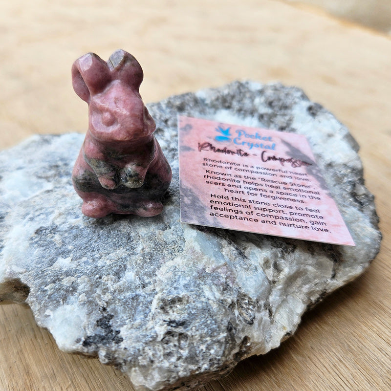 Rhodonite Pocket Crystal Rabbit - Compassion