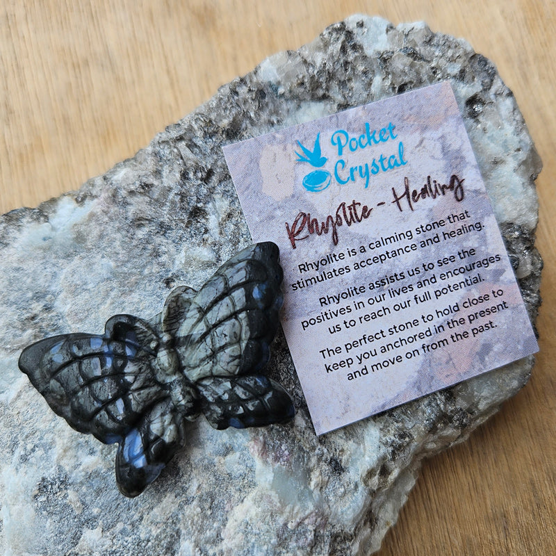 Rhyolite Pocket Crystal Butterfly - Healing