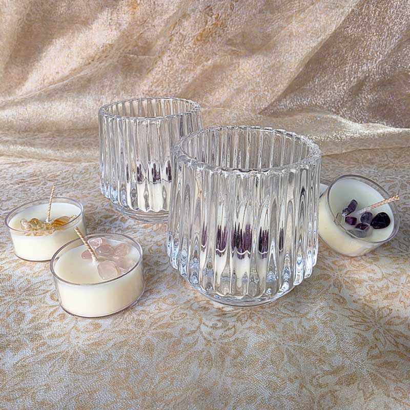 Glass Candle Holder Ripple Design