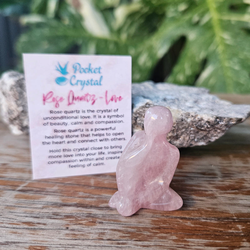 Rose Quartz Pocket Crystal Thinker - Love