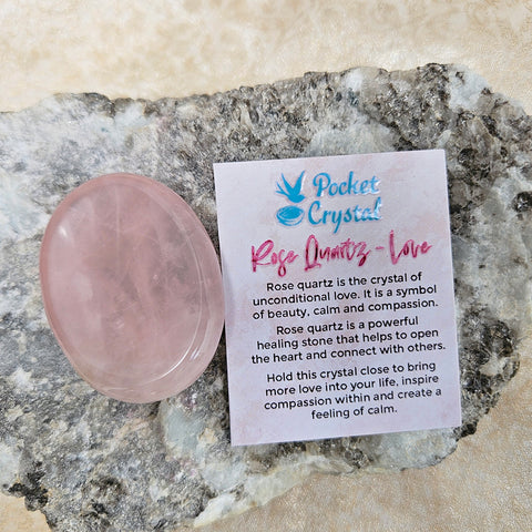 Rose Quartz Pocket Crystal Worry Stone - Love
