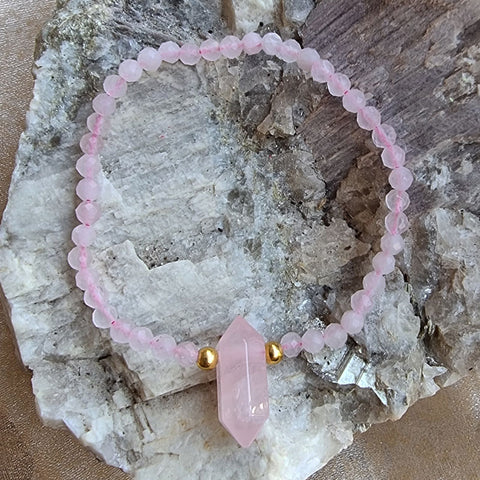Rose Quartz Crystal Stone Stretch Bracelet