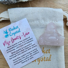 Rose Quartz Pocket Crystal Happy Buddha - Love