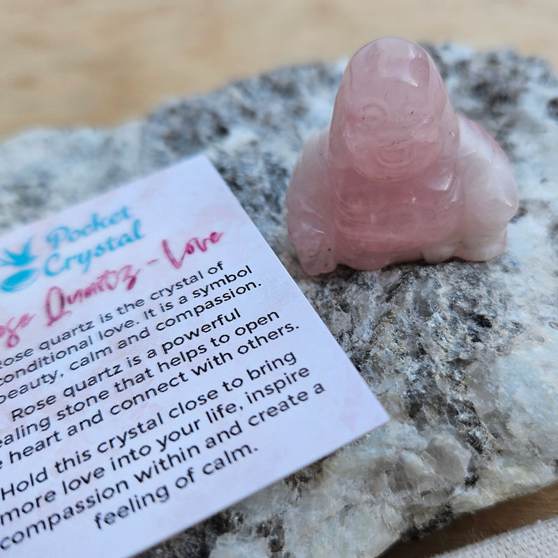 Rose Quartz Pocket Crystal Happy Buddha - Love