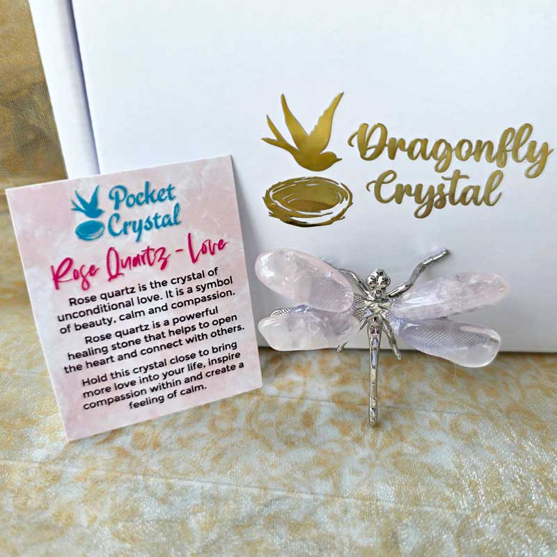 Dragonfly Crystal - Rose Quartz Love (Silver)