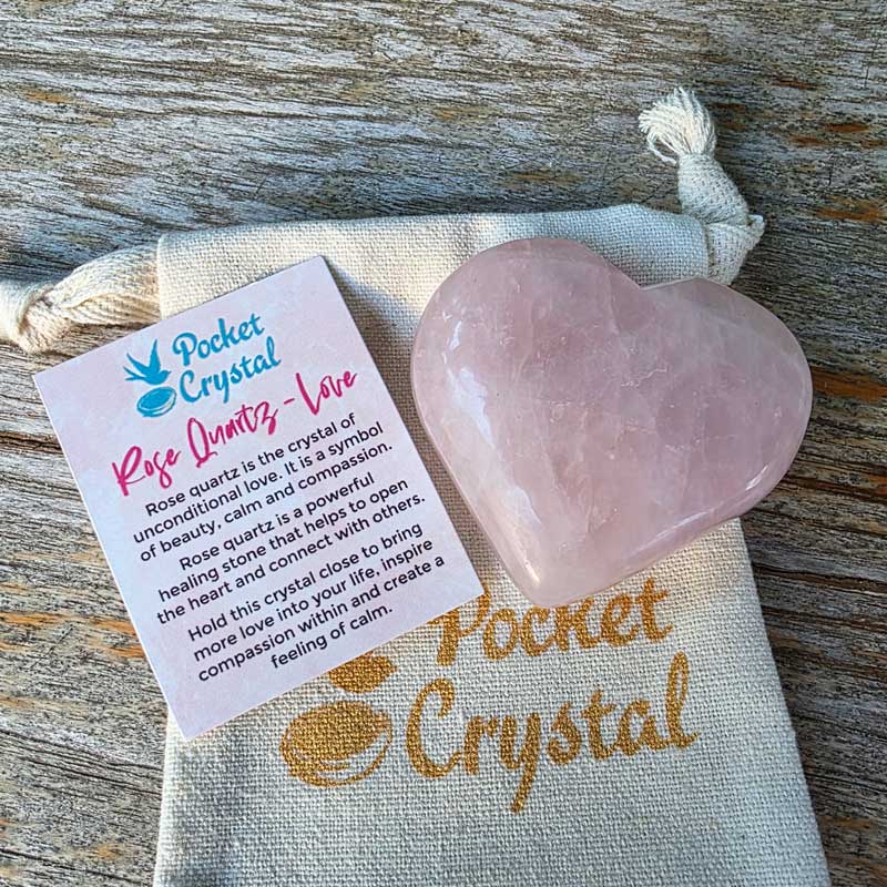 Rose Quartz Pocket Crystal Heart Large - Love