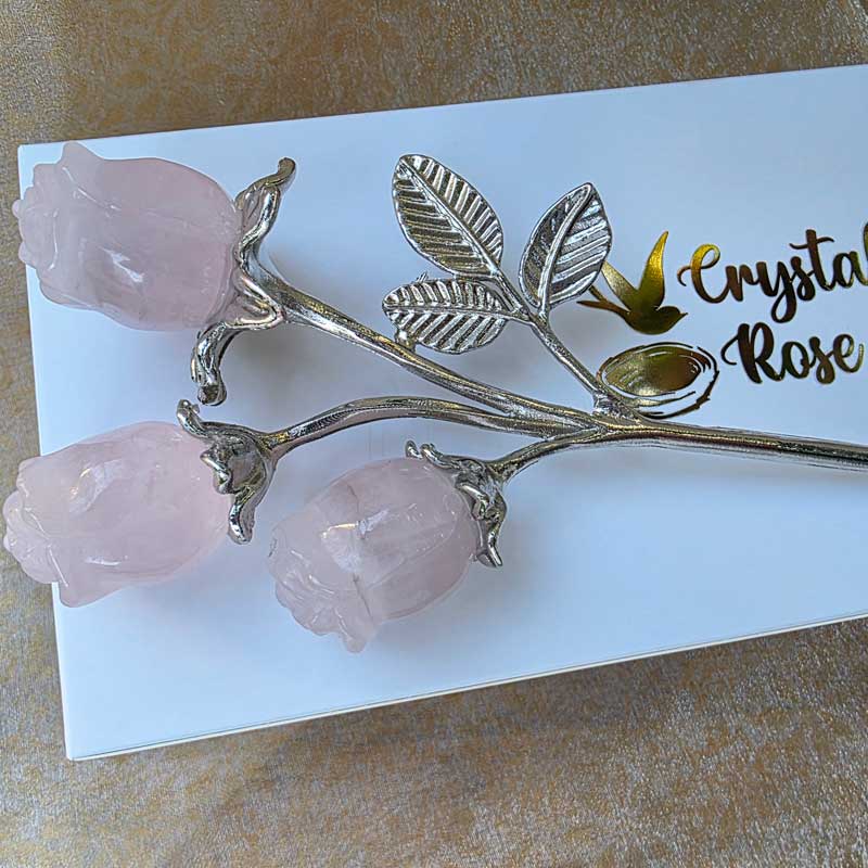 Rose Quartz Crystal Rose Bouquet - Love