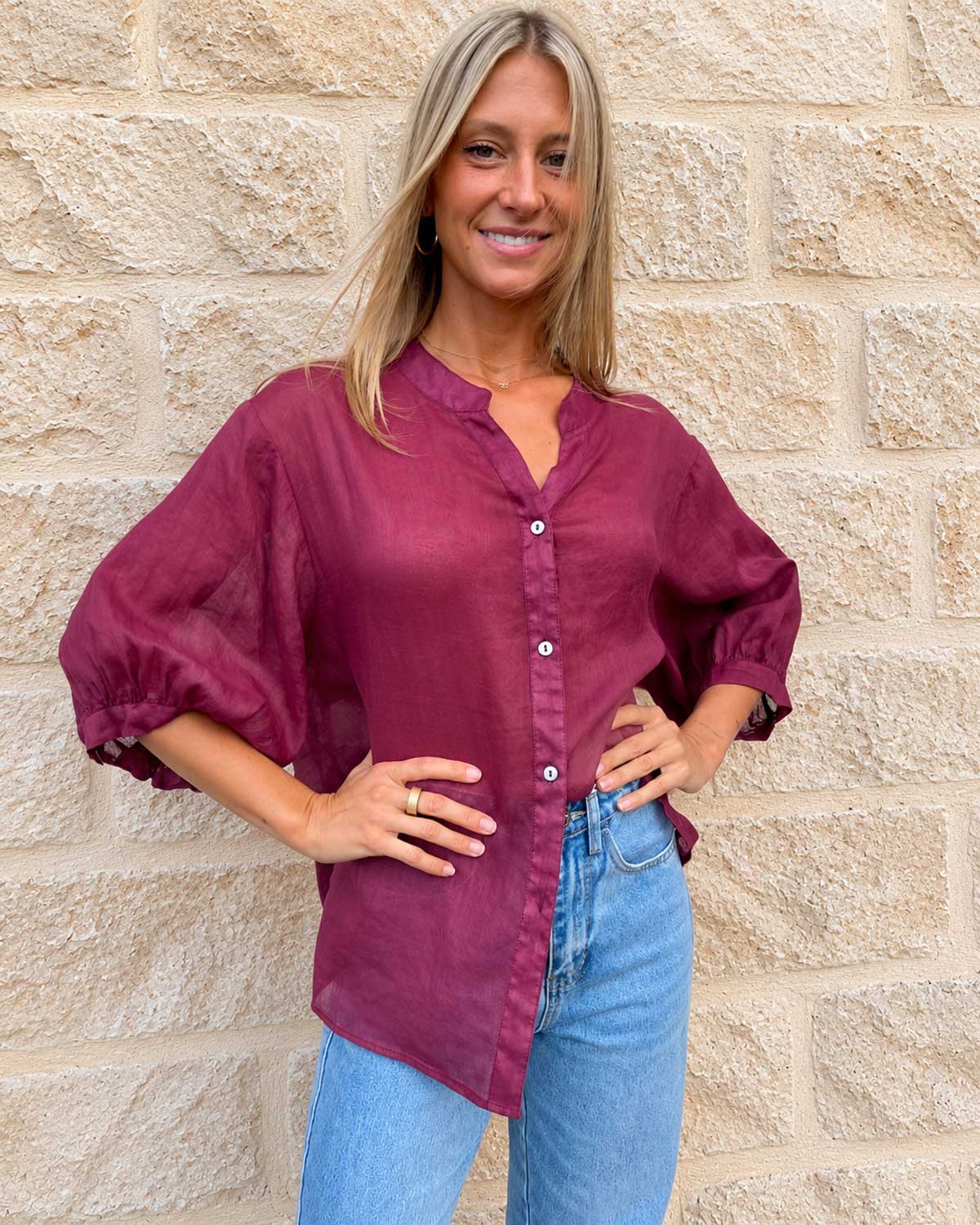 Worthier The Label Aurora Linen Shirt – Rosewood