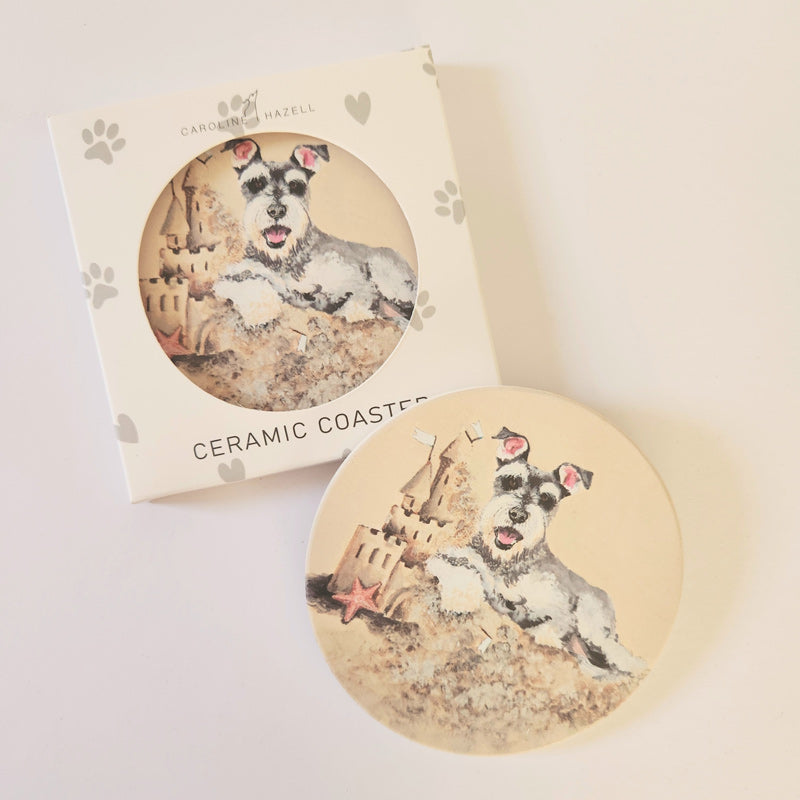 Beach Dogs Ceramic Coaster - Schnauzer