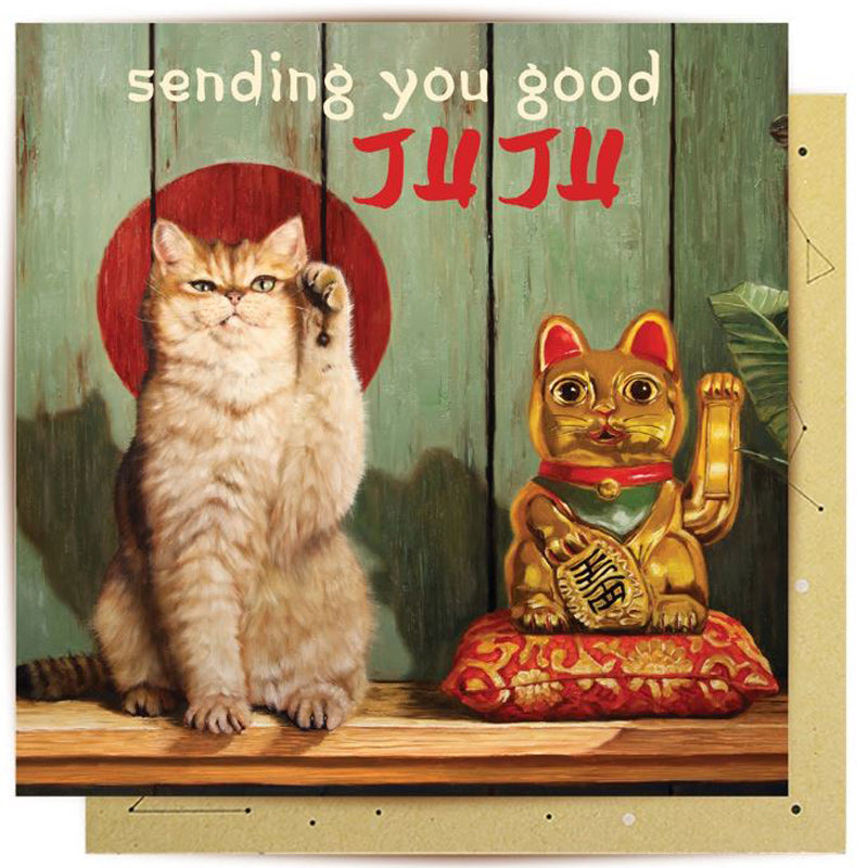 Good Ju Ju Lucky Cat Greeting Card