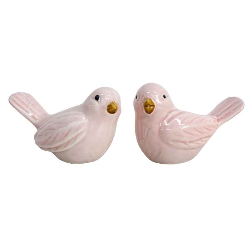 Set of 2 Ceramic Birds - Pink