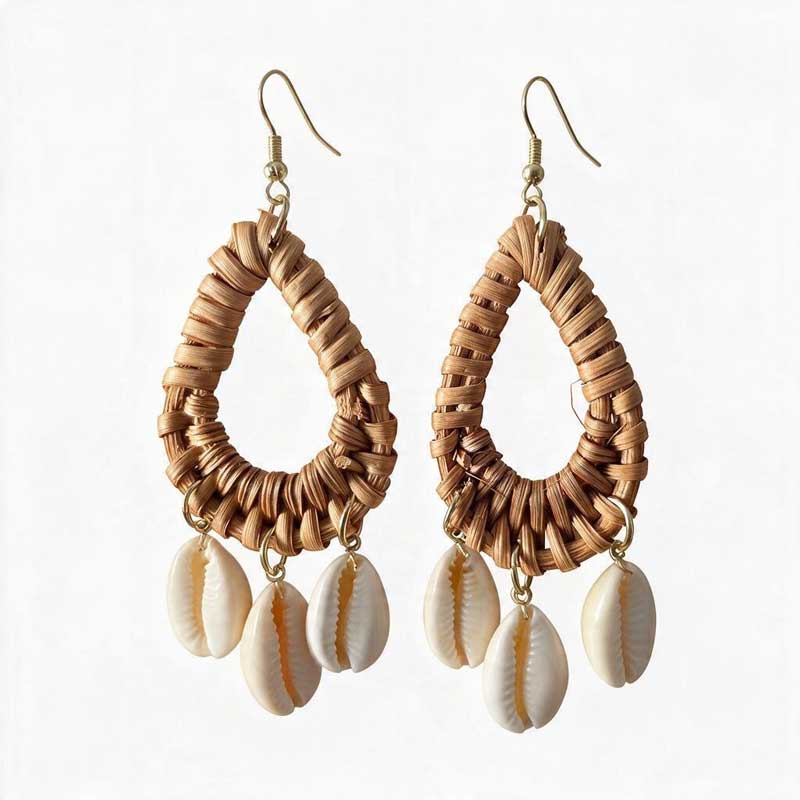 Cove Woven Shell Drop Earrings