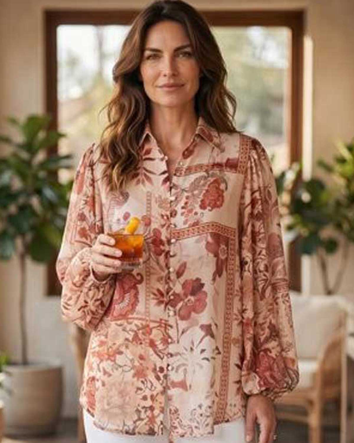 Sienna Blouse - Terracotta Bloom