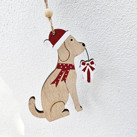 Sitting Dog Hanging Christmas Ornament