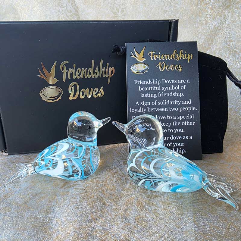 Friendship Doves (Handmade Glass) - Sky Blue