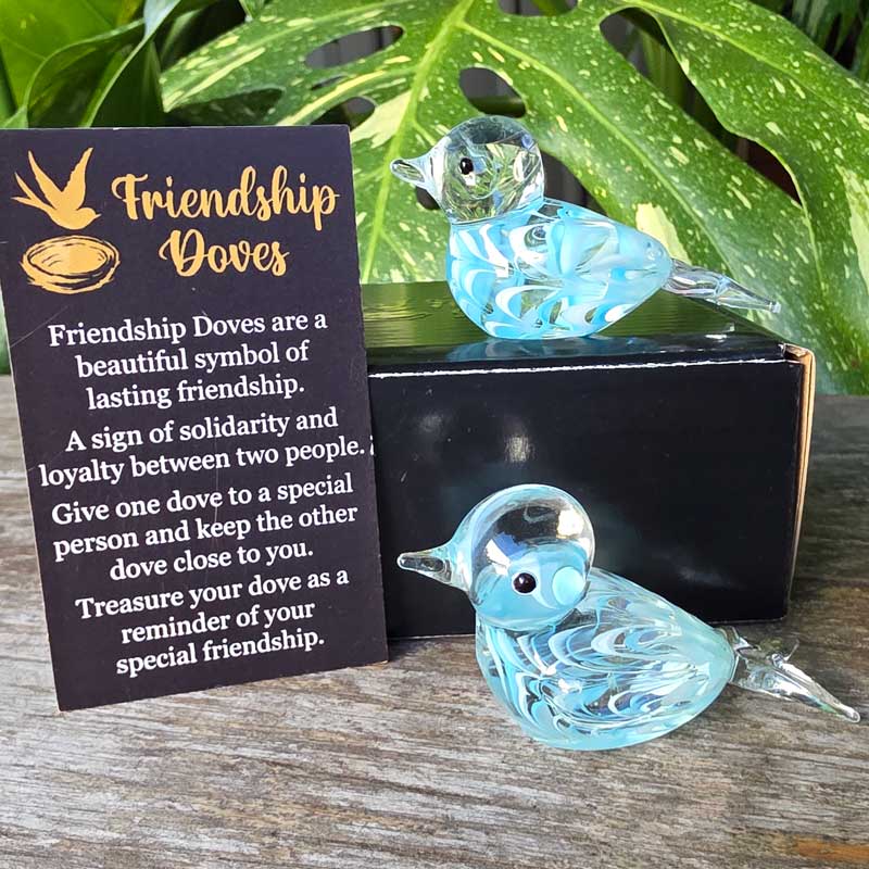 Friendship Doves (Handmade Glass) - Sky Blue