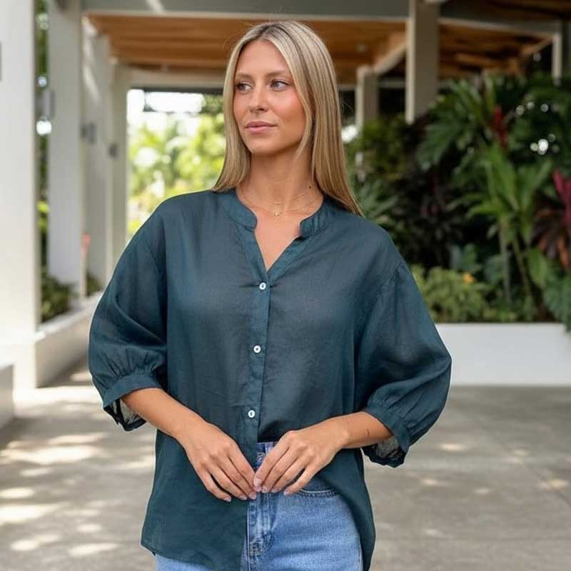 Worthier The Label Aurora Linen Shirt – Slate