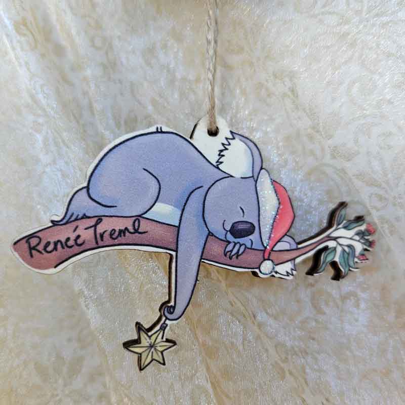 Renee Treml Hanging Koala Christmas Decoration - Sleeping