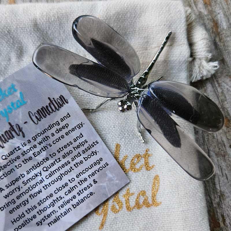 Smoky Quartz Pocket Crystal Dragonfly Silver - Connection