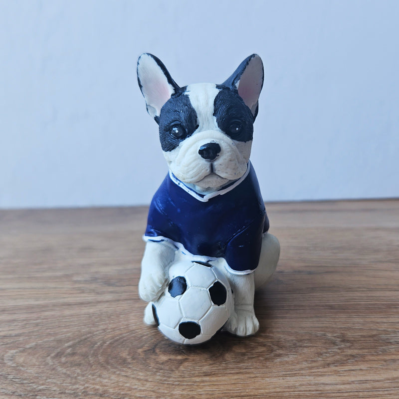 Soccer Playing Frenchie Dog Figurine