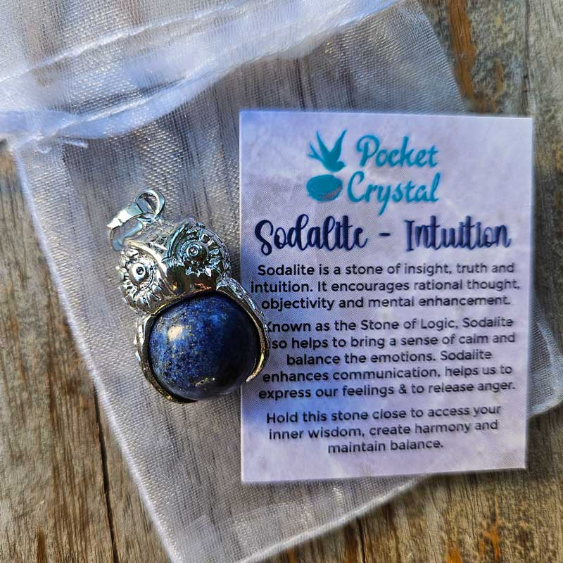 Sodalite Owl Pendant - Intuition