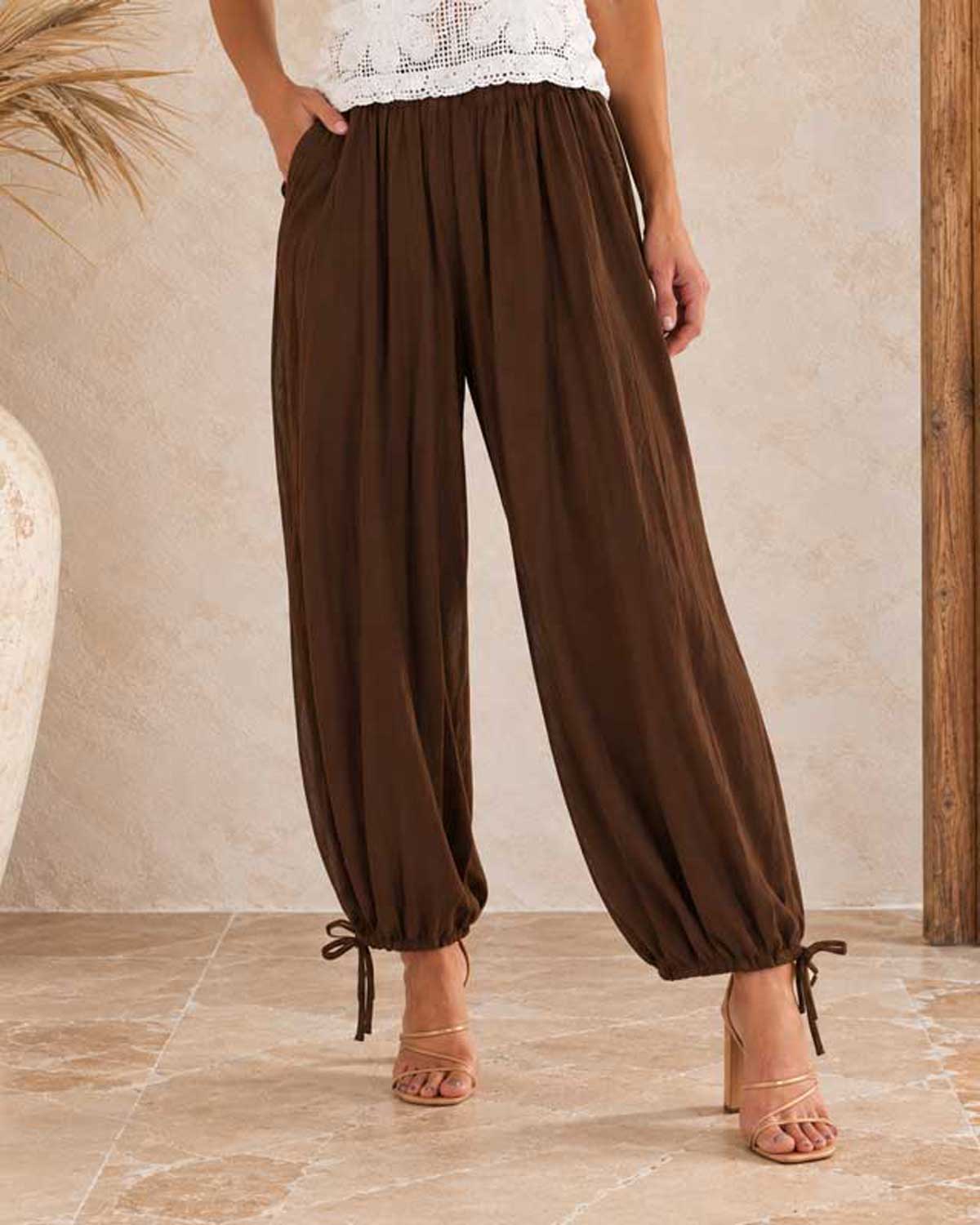 Sofia Balloon Pants - Chocolate