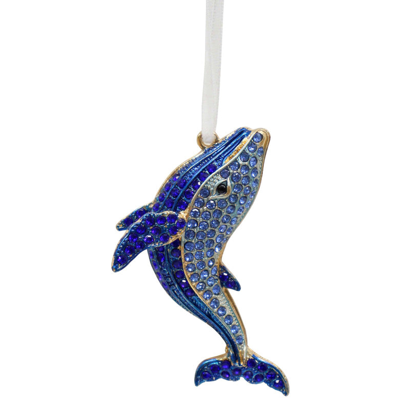 Hanging Sparkling Blue Whale Ornament