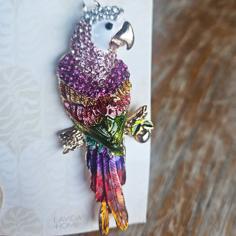 Hanging Sparkling Sunset Parrot Ornament