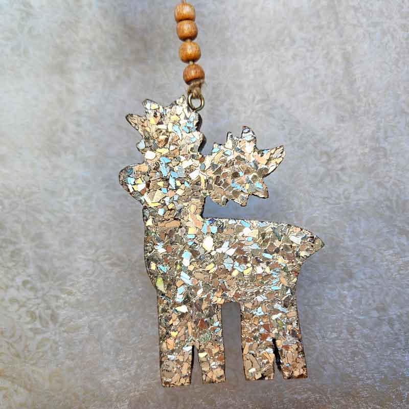 Hanging Reindeer Sparkling Christmas Ornament