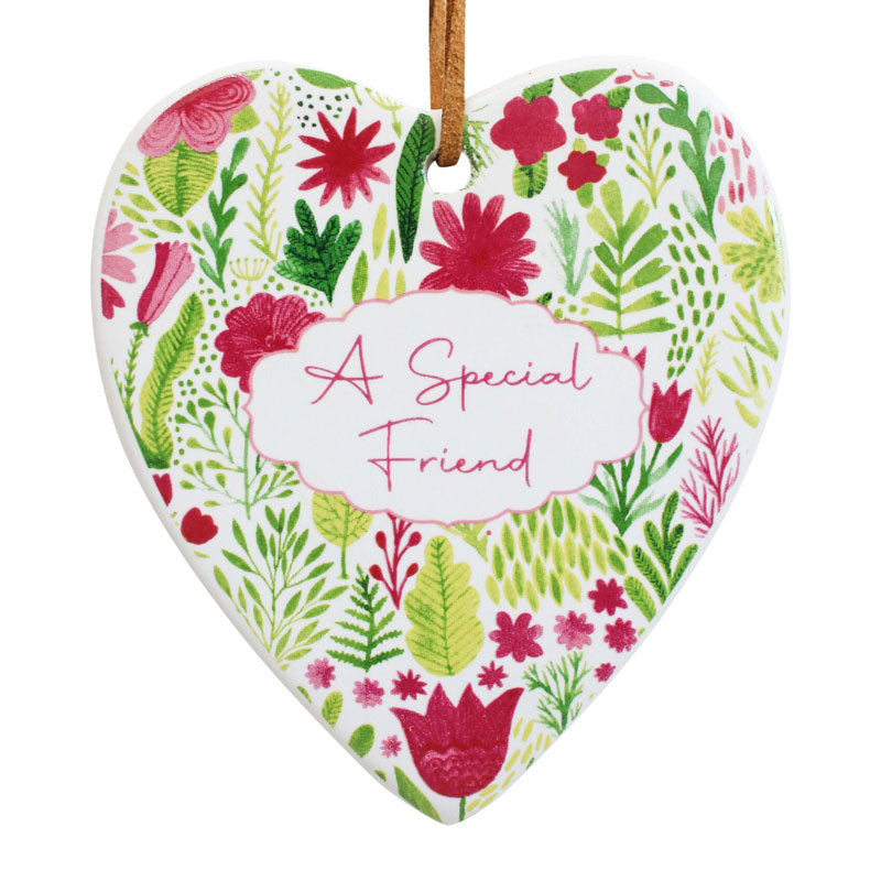 Special Friend Floral Hanging Heart Ornament