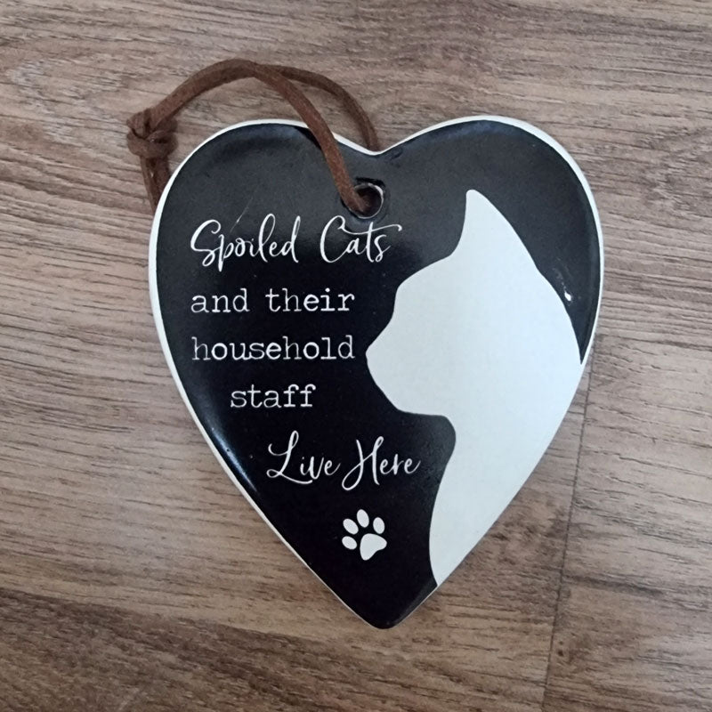 Hanging Heart Spoiled Cats Live Here Ornament